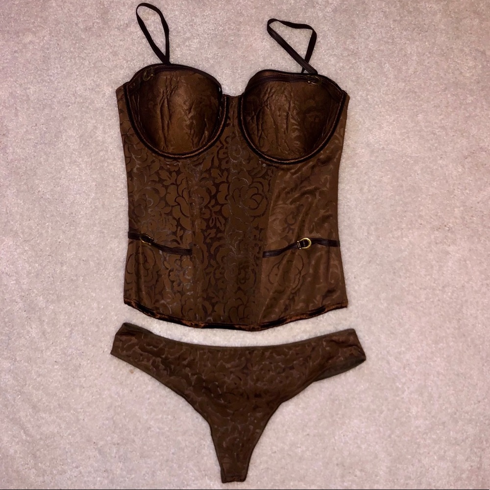 Lejaby Collection brown bustier and thong NWOT 34B